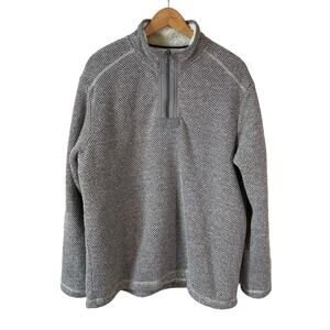 ORVIS Men's Sherpa Fleece Lined Quarter Sweater Gray Size Large Outdoor Gorpcore